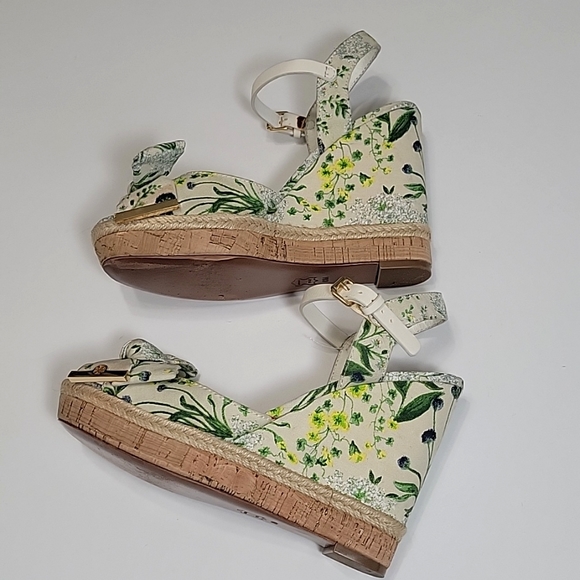 Tory Burch Penny logo bow espadrilles platform wedge sandals size 8 - Picture 9 of 15